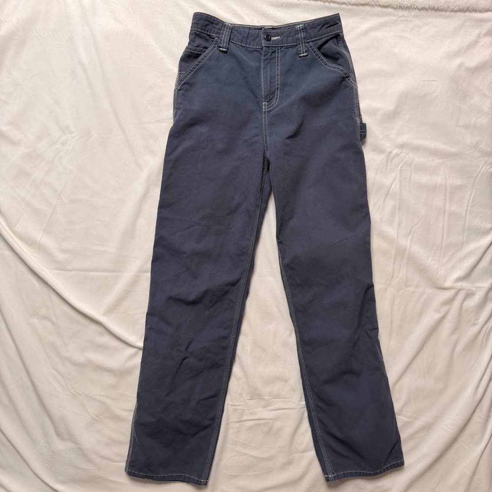 ASOS Design Carpenter Cargo Pants Blue Contrast Stitch Size 2 Gorpcore Normcore
